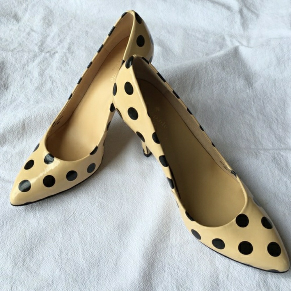 Kate Spade Polka Dot Shoes sz 8.5 Cream&Black